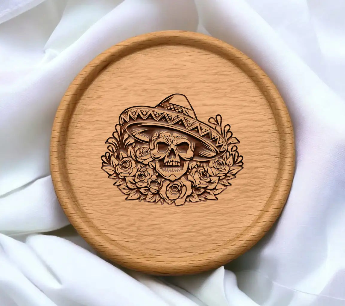 Mexican Sugar Skull Sombrero SVG - Retro  Rose Design SVG