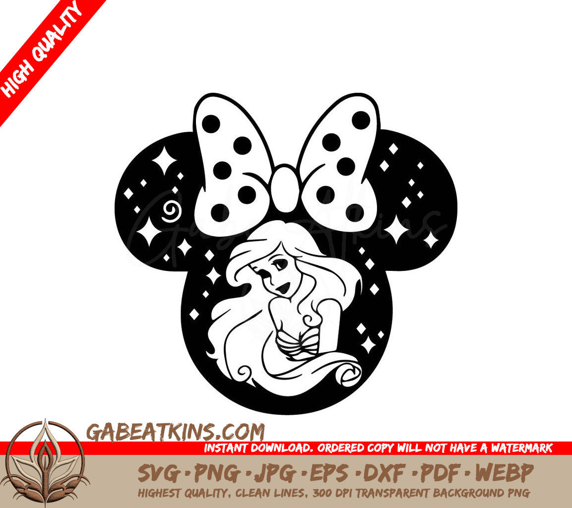  A Little Mermaid With A Bow SVG - Mickey Ariel SVG SVG