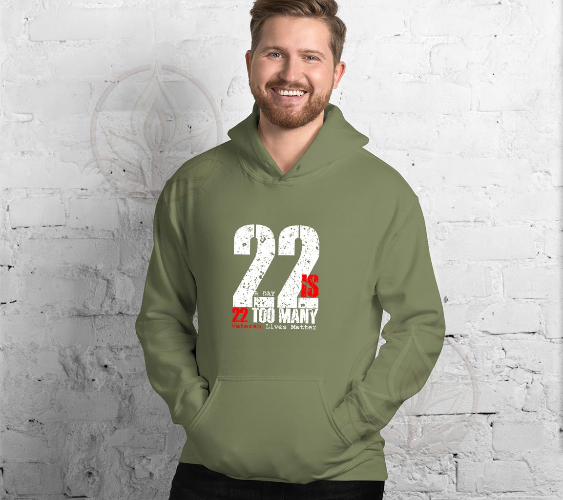 22 A Day is 22 Too Many Veteran Support Hoodie | End Veteran Suicide | | Veteran Suicide Awareness Hoodie