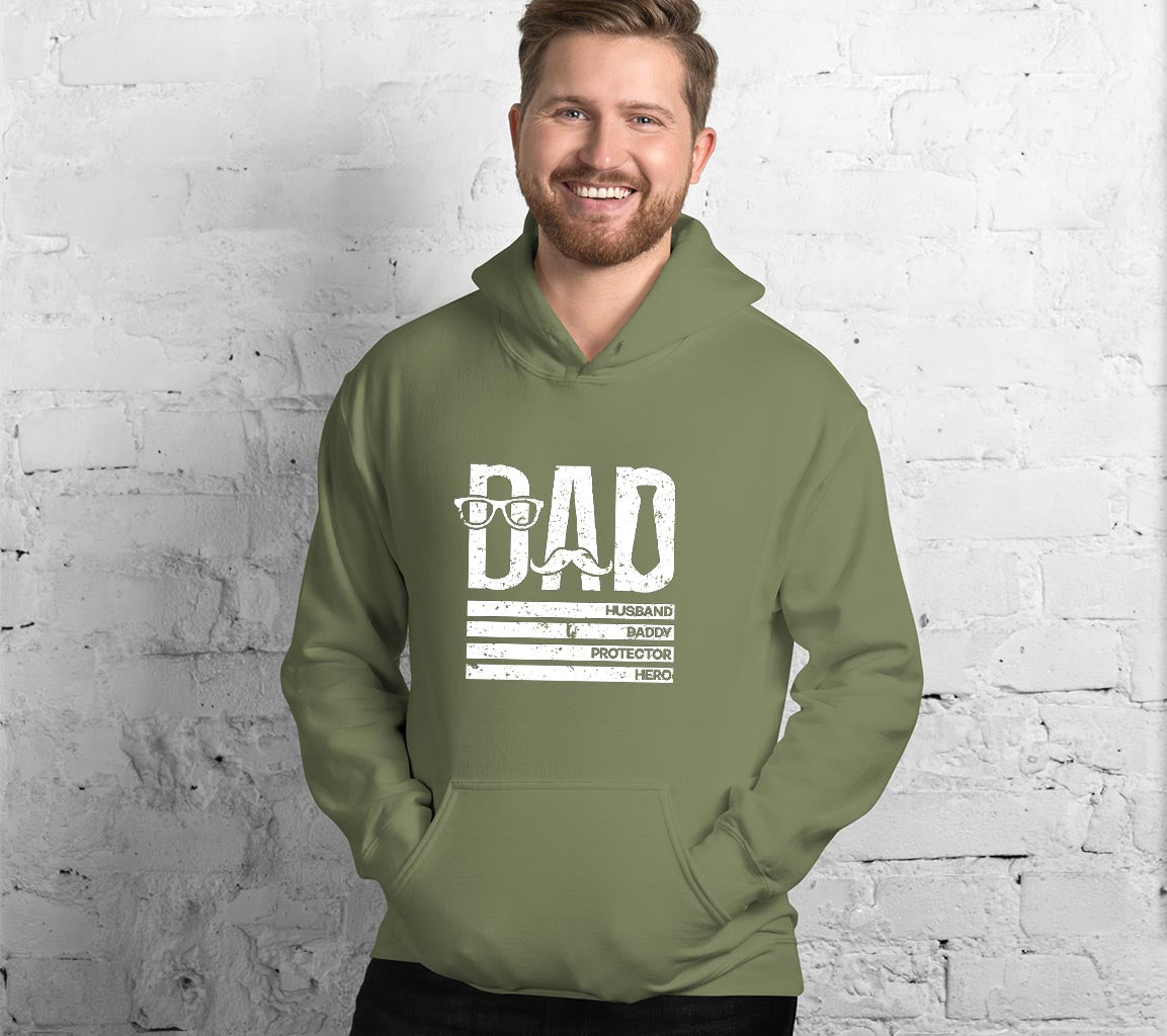 Dad: Husband, Daddy, Protector, Hero Hoodie | Perfect Hoodie For Dads  | Husband, Daddy, Protector, Hero Hoodie