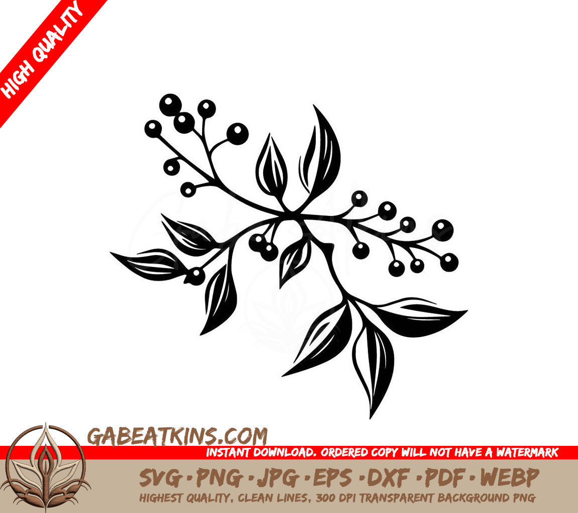  A Plant With Leaves And Berries SVG - Mistletoe with Leaves and Fruit SVG