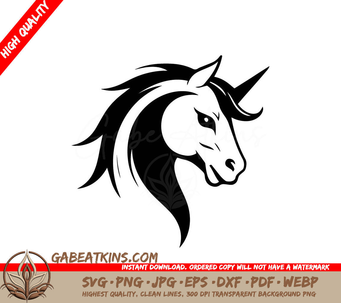  A Unicorns Head SVG - Modern Horse head Logo Vector Illustration SVG