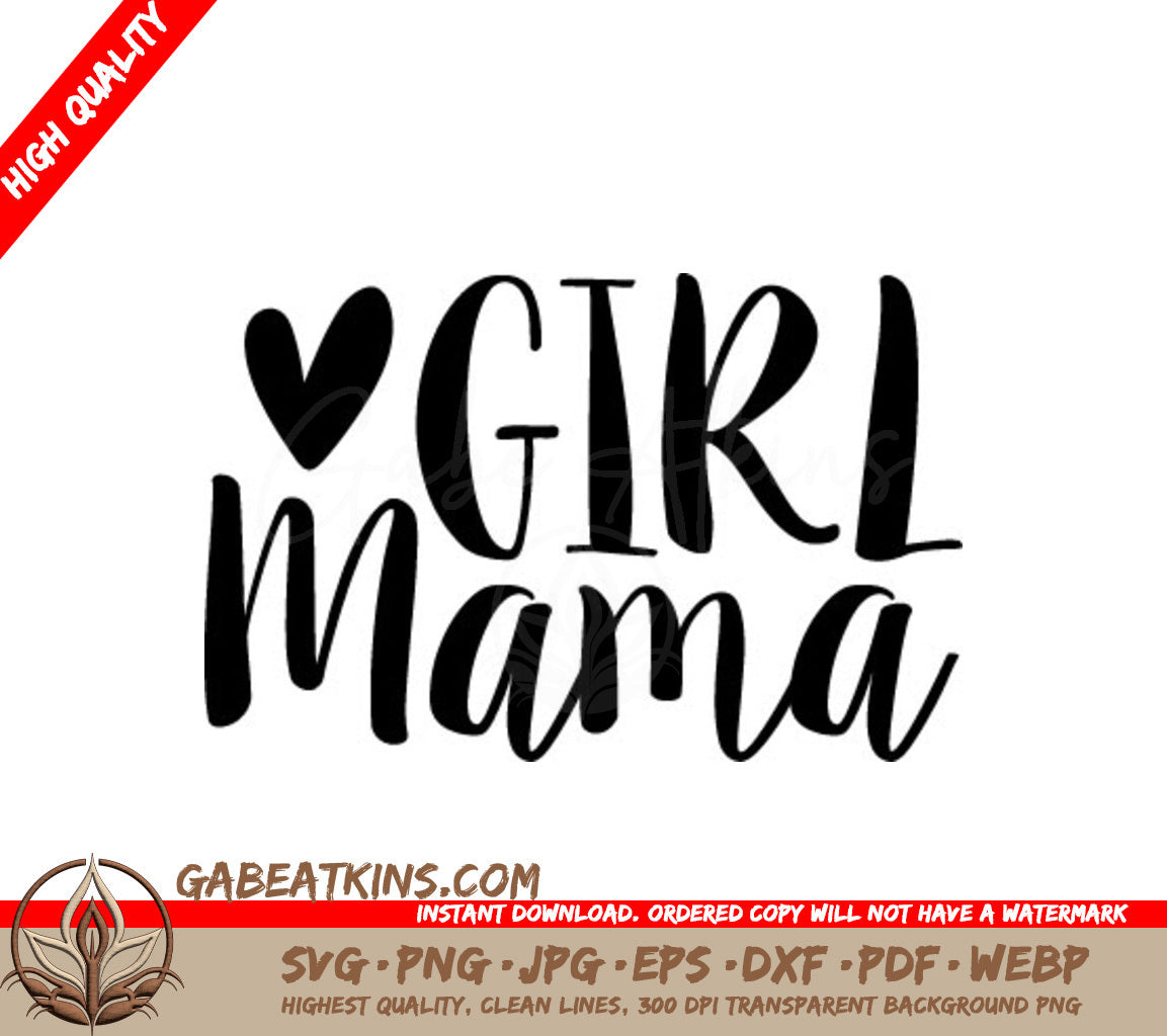  Girl Mama Heart SVG - Mom Design SVG