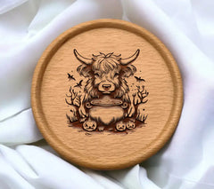 Highland Cow Halloween SVG -  Bull with Cauldron SVG