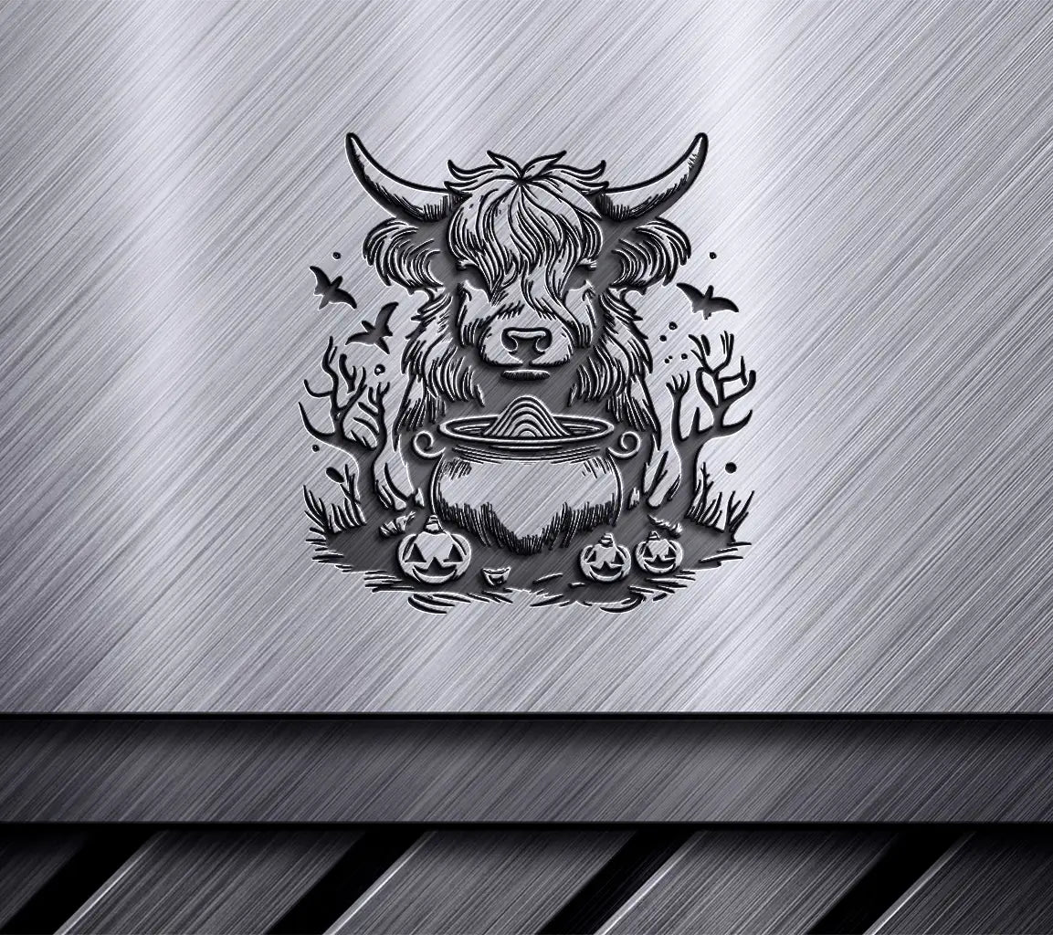 Highland Cow Halloween SVG -  Bull with Cauldron SVG