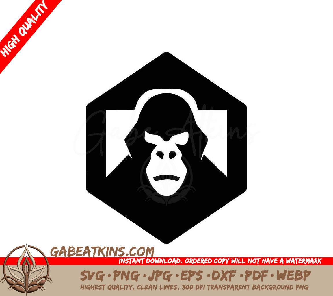  Gorilla Head SVG Icon - Monochrome Emblem SVG