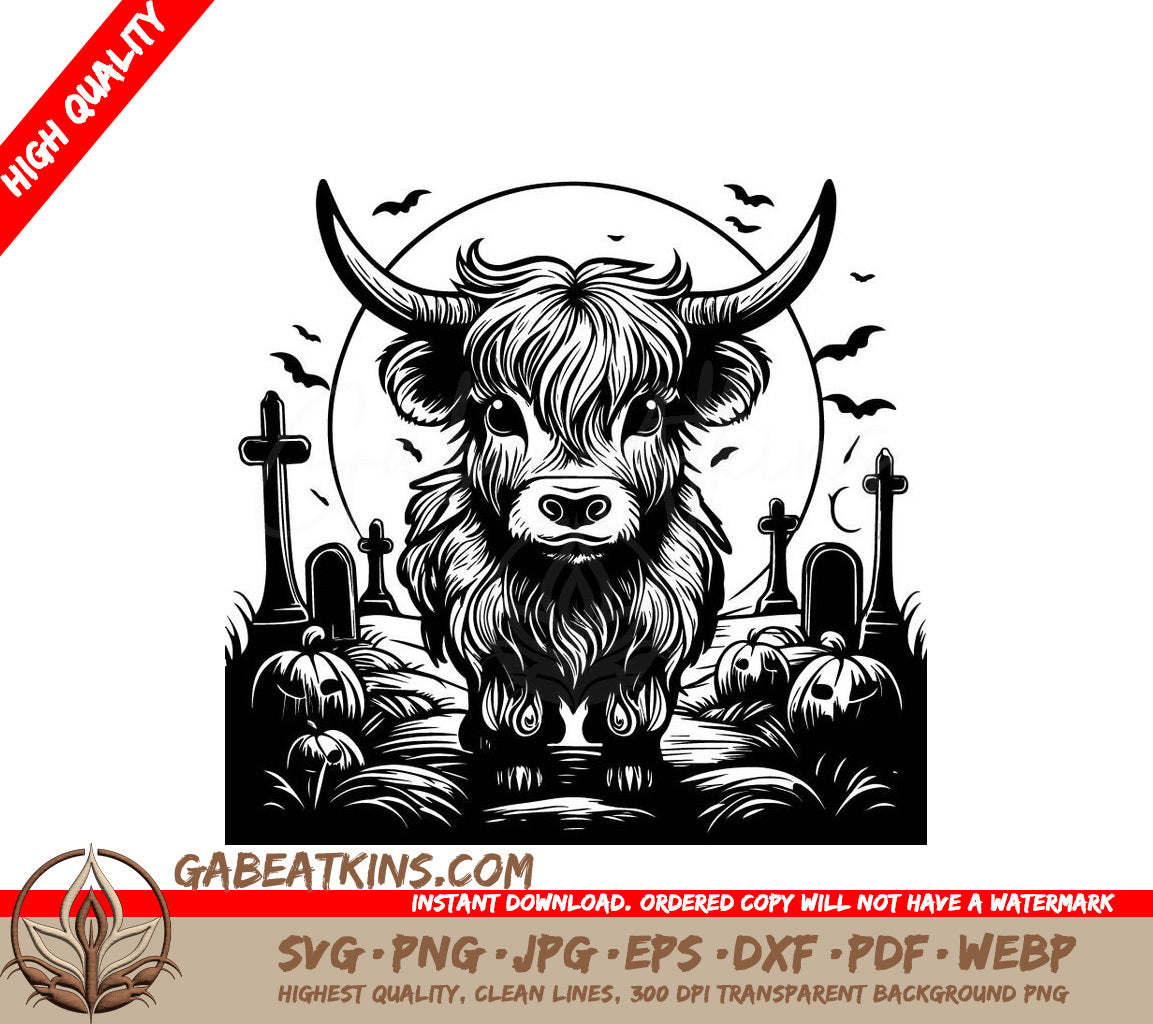 ## Monochrome Halloween SVG Bundle Bull & Highland Cow Ghosts SVG