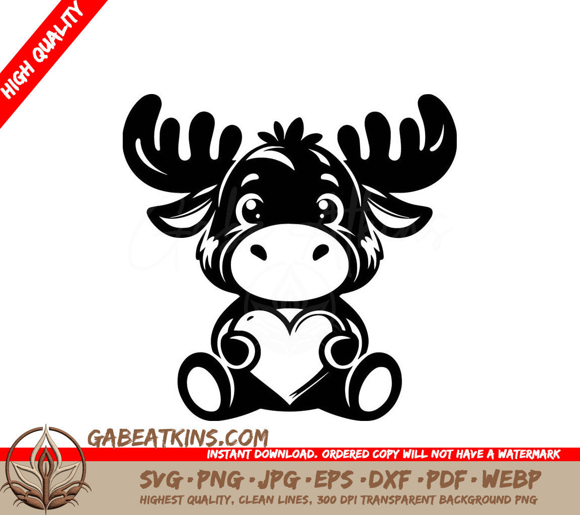  A Moose Holding A Heart SVG - Moose Heart Embrace SVG