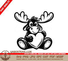  A Moose Holding A Heart SVG - Moose Love SVG