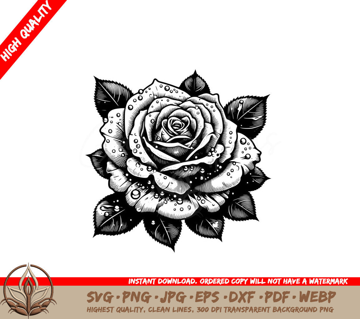 Morning Dew Rose SVG Digital Product File