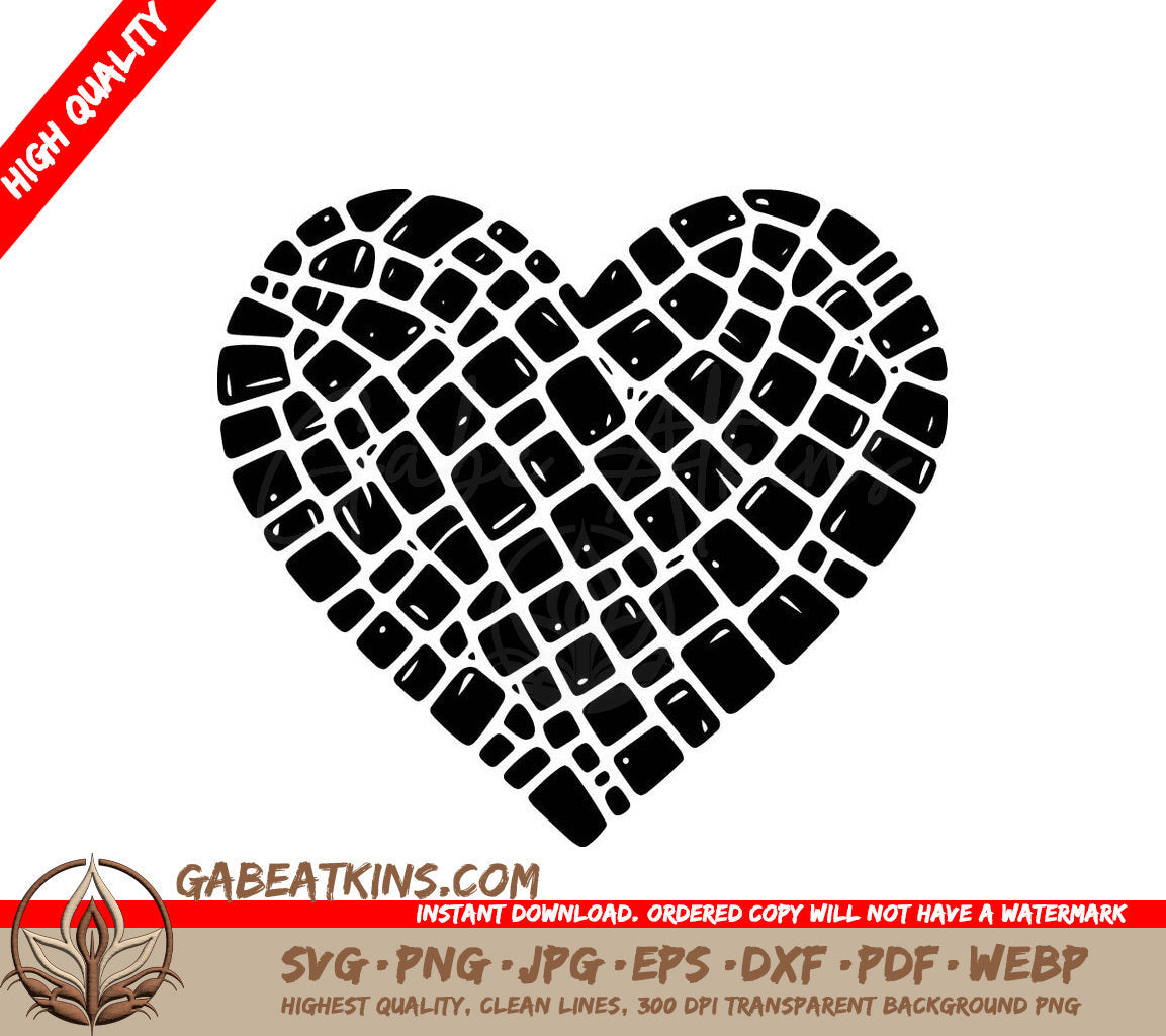 A Heart Made Out Of Bricks On A White Background SVG - Mosaic Heart Stone SVG