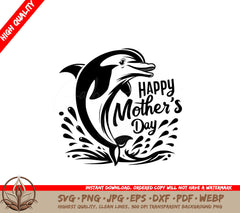 Mother's Day Dolphin Splash SVG