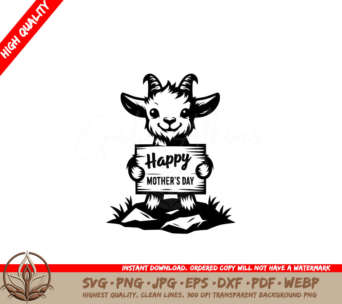 Mother's Day Goat SVG - Digital Product (SVG, PNG, JPG, AI, PDF, DXF, EPS, WebP)