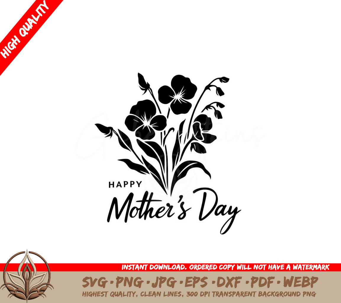 Mother's Day Pansies SVG - Digital Product with Multiple File Formats