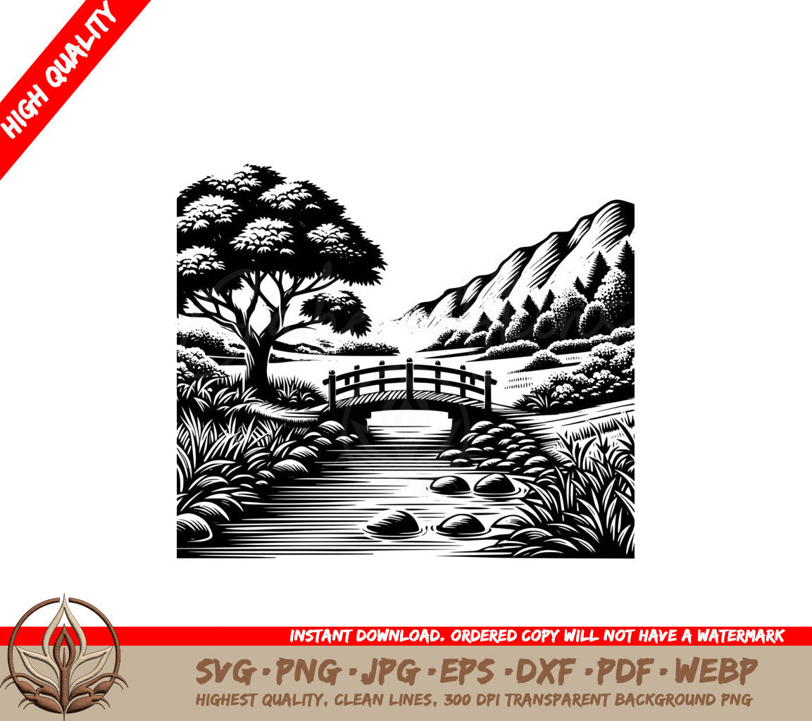 Mountain Gateway Bridge SVG - Digital Product, 8 File Formats.