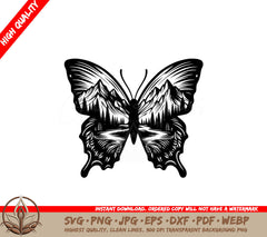 Mountain Range Wings SVG - Digital File (SVG, PNG, JPG, AI, PDF, DXF, EPS, WebP)