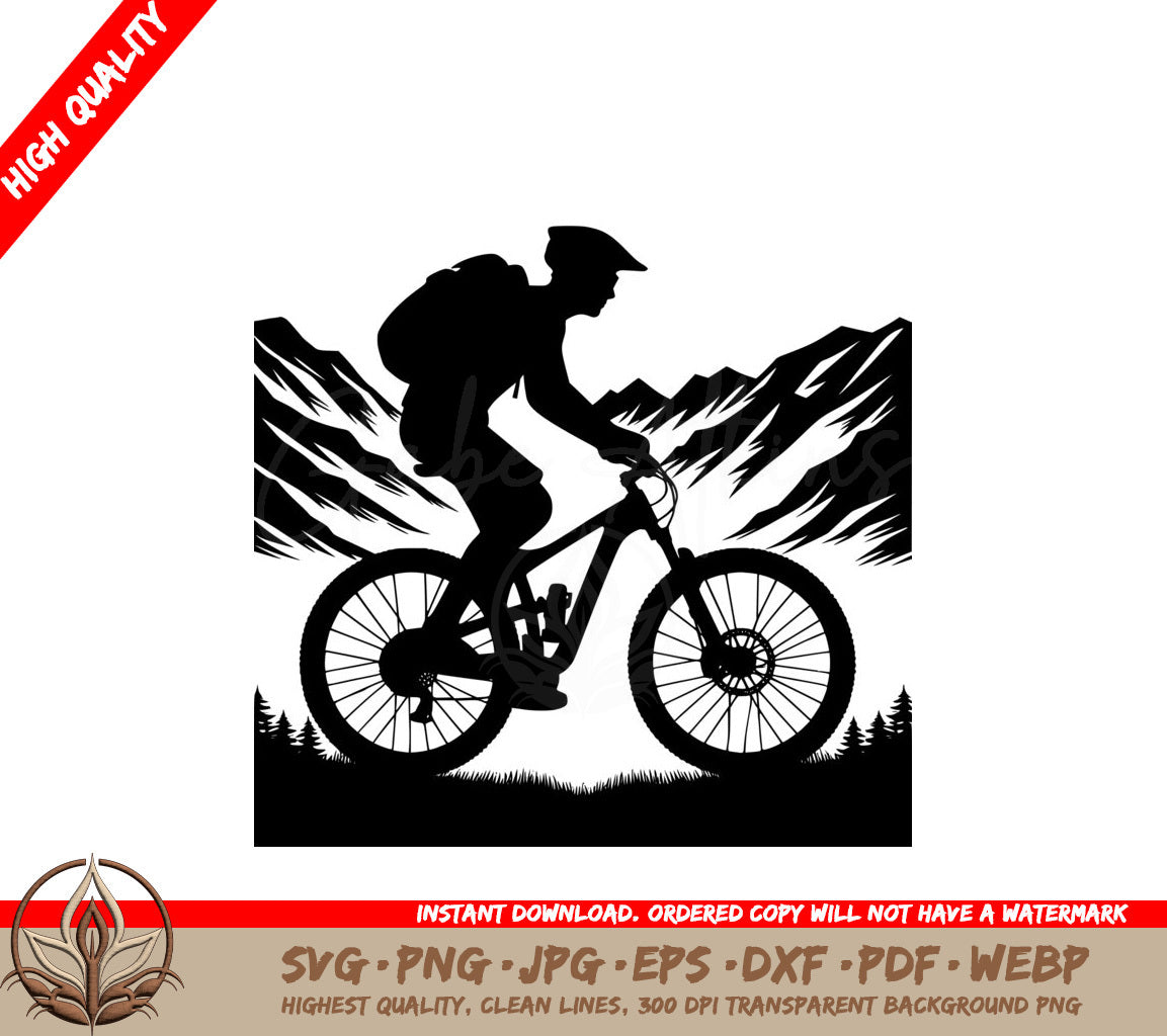 Mountain Trail Cyclist Vector SVG