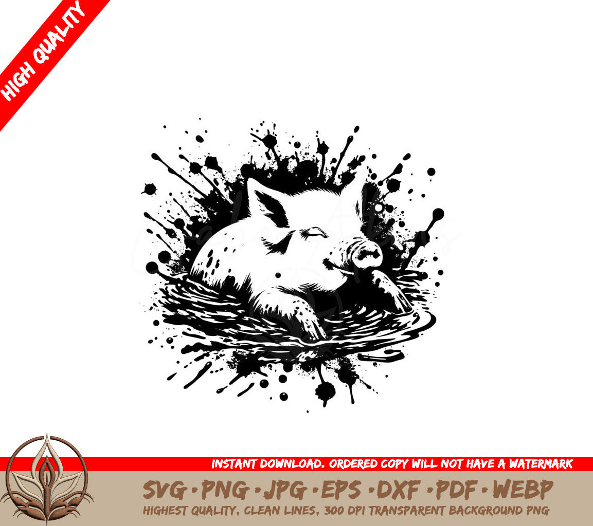 Muddy Pig Frolic SVG - Digital Product in Multiple File Formats