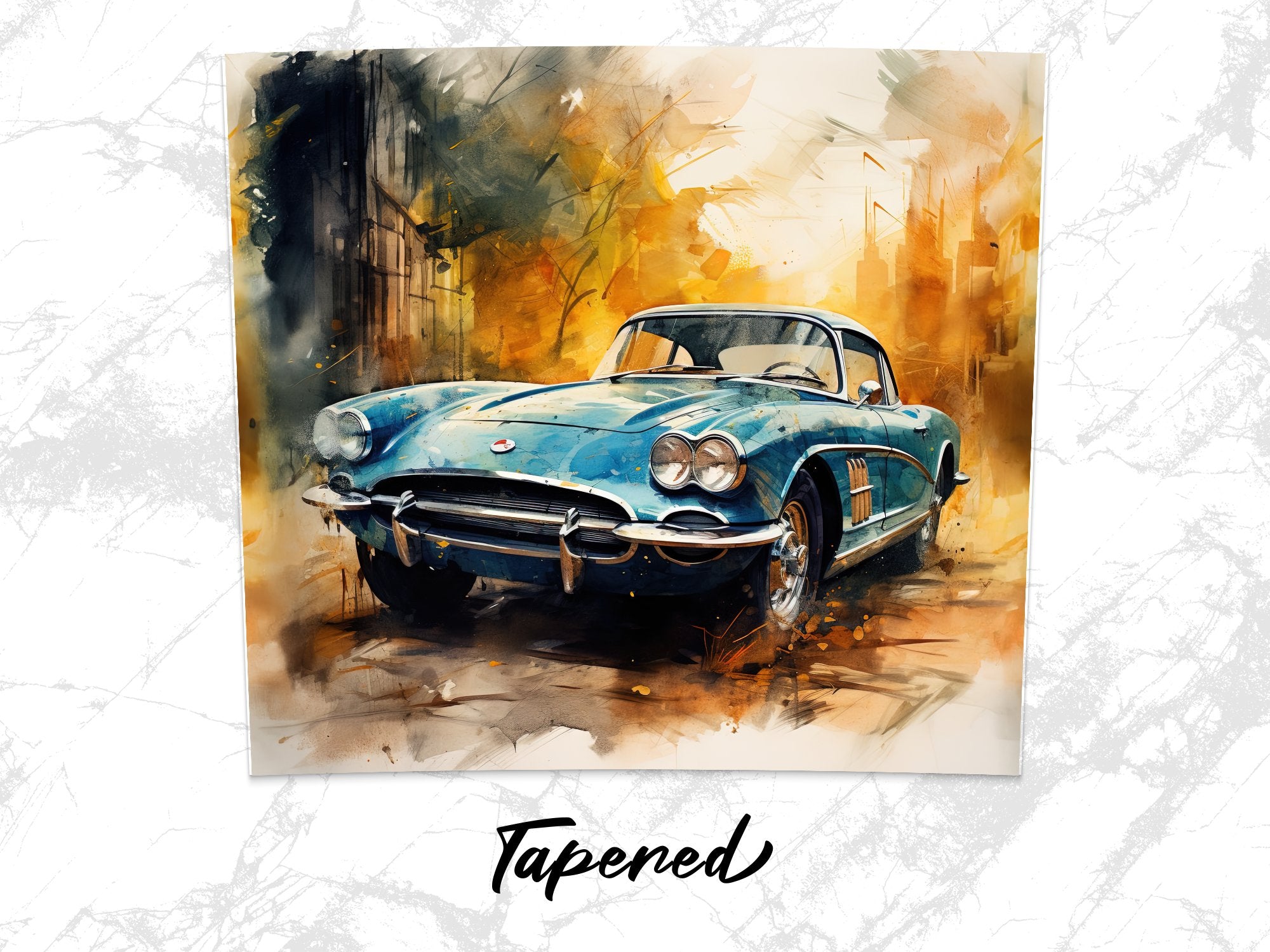 Classic Blue Corvette Watercolor Tumbler Wrap | 20oz Tumbler Wrap Sublimation Design PNG - Gabe Atkins Designs