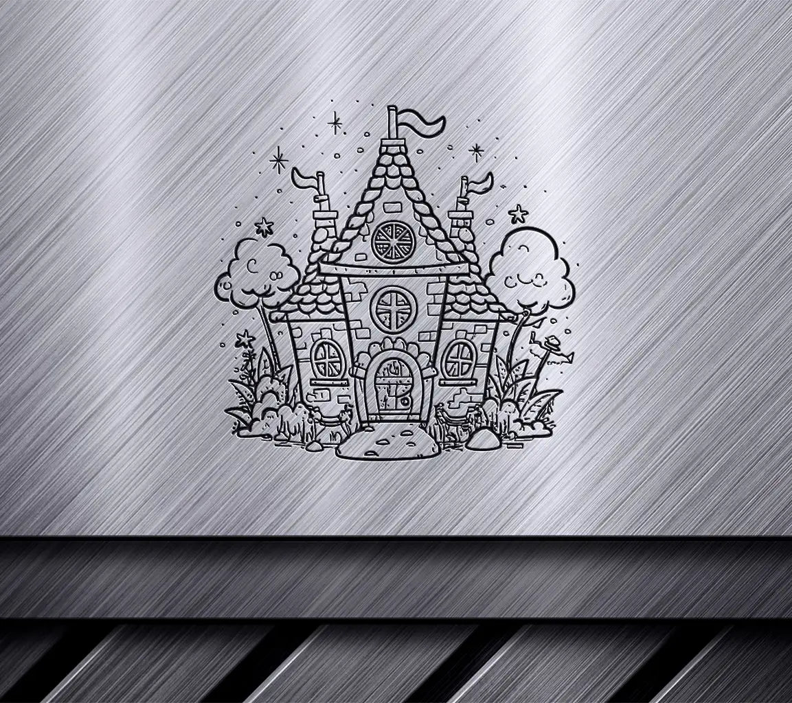  Castle with Flag SVG - Mushroom House Coloring Page SVG