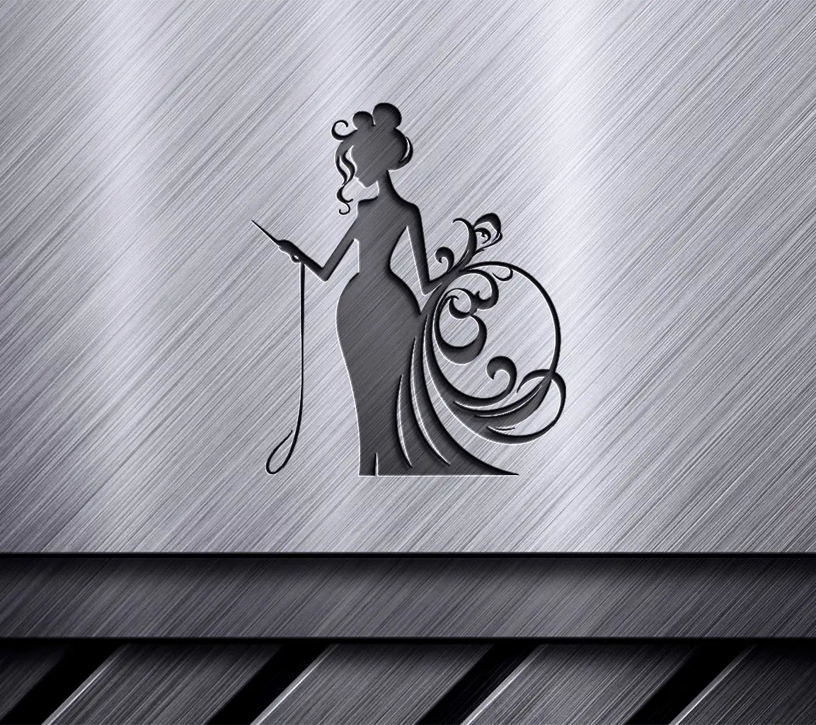 Elegant Black Woman Silhouette with Needle & Thread SVG - Mystic Magic Design SVG