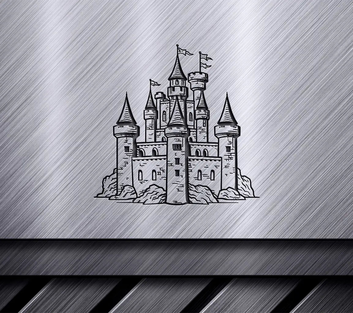  Castle with Flag SVG - Mini Truck Vector Emblem SVG