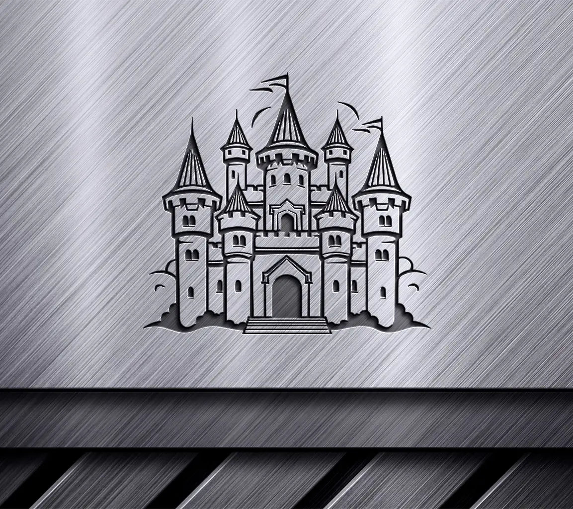  Castle with Flag SVG - Mini Truck Vector Graphics SVG