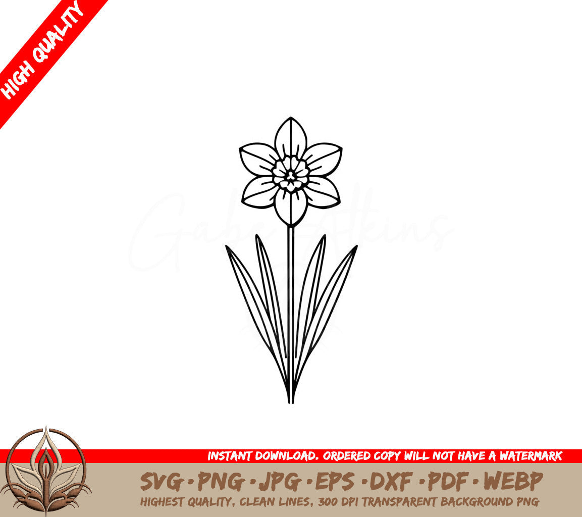 Narcissus Line Art SVG - Multiformat Digital Product