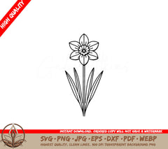 Narcissus Line Art SVG - Multiformat Digital Product