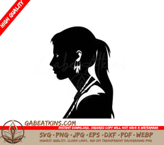 A Black And White Silhouette Of A Womans Face SVG - Native American Woman Silhouette SVG