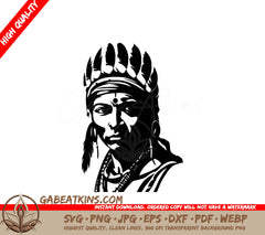  A Native American With Feathers On His Head SVG - Native American SVG