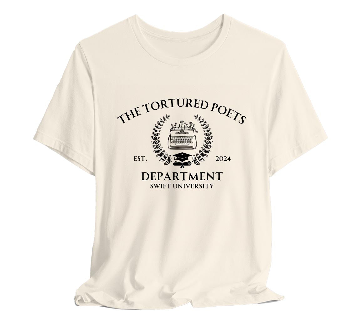 The Tortured Poets Department Swift University T-Shirt | TTPD Swift University T-Shirt | Taylor Swift Inspired T-Shirts Commemorating New Album Release, Taylor Swift T-Shirt, The Tortured Poets Department Merch, TTPD Shirt, Swiftie Merch, New Album Merch, Taylor Swift Fan Gift, College Tee, Fan Club Tee, Bella Canvas 3001 t-shirt