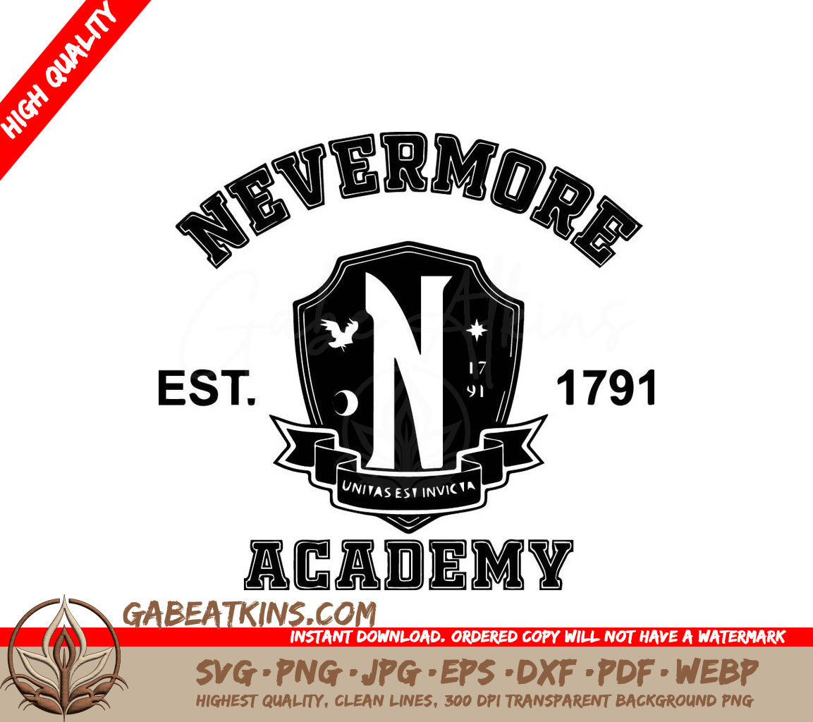 A Black And White Logo For Nevermore Academy SVG - Nevermore Academy SVG SVG