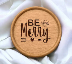 Be Merry SVG -  Sign with Arrow & Fireworks SVG