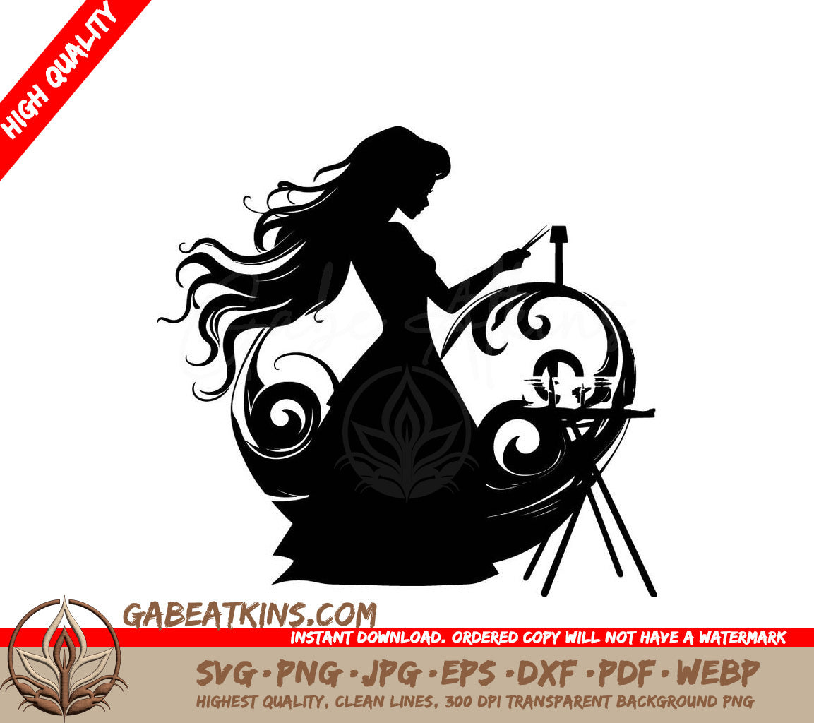 Black Floral Woman Silhouette SVG - Noir Bloom Beauty Icon Design SVG