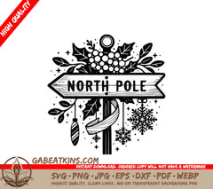  A Sign That Says North Pole SVG - Northpole Signpost SVG