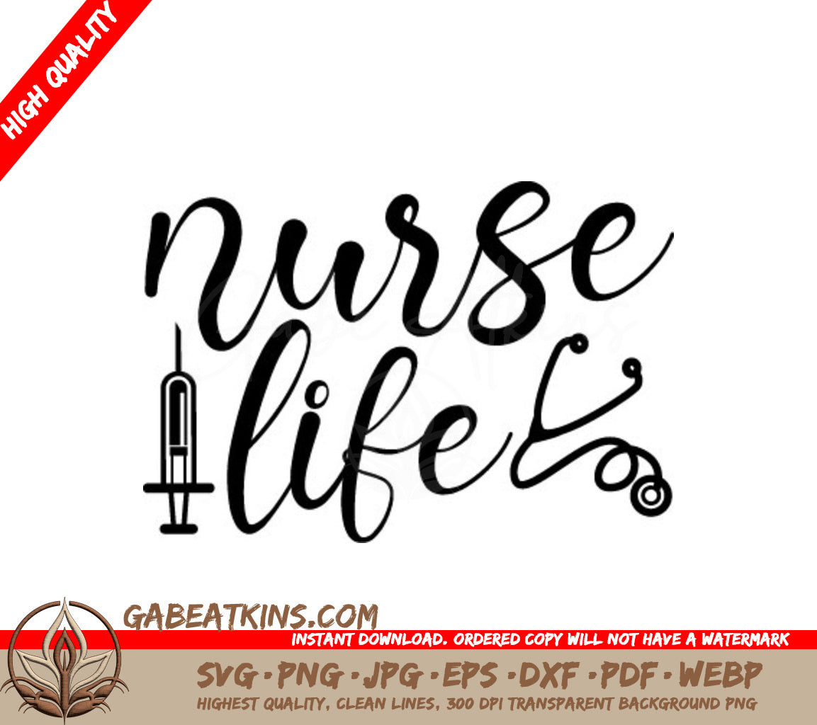  Nurse Life SVG - Syringe & Stethoscope Design SVG