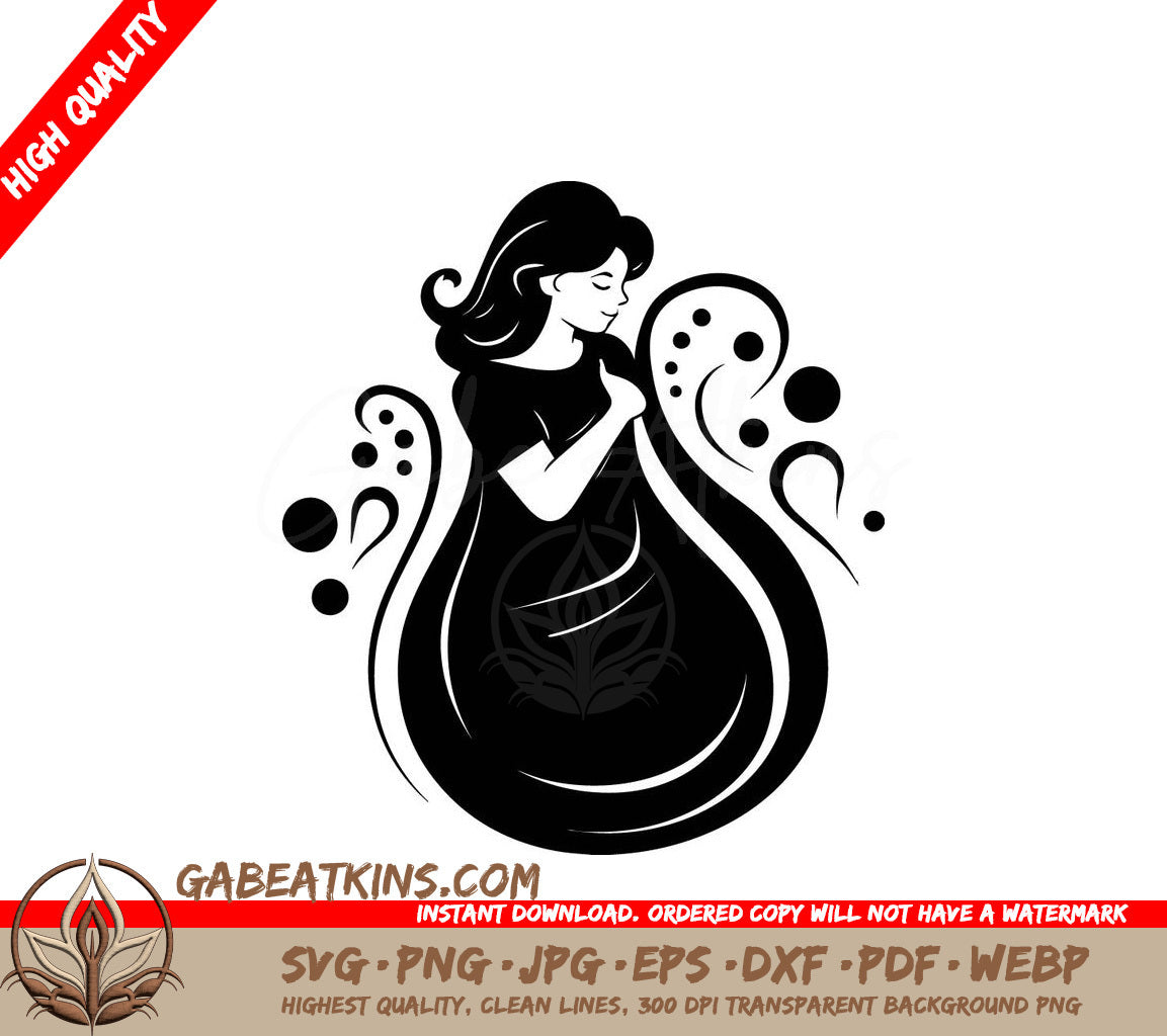 Smiling Pregnant Woman SVG -  Drawing, Expectant Mother Icon SVG