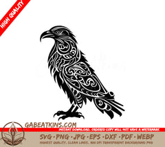 Odins Celtic Raven -  Patterned Bird SVG SVG