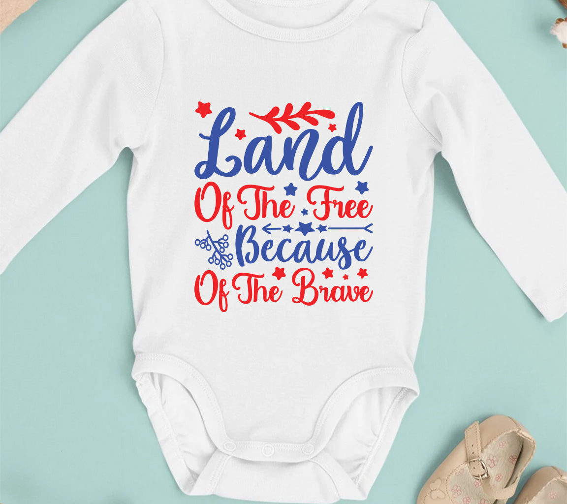 Land of the Free Because of the Brave July 4th Design SVG, PNG, DXF, J | Brave July 4th Design SVG, PNG, DXF, JPG, PDF, WebP