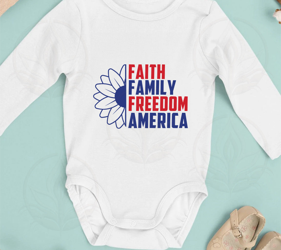 Faith, Family, Freedom America SVG for Crafting 4th of July with Silhouette and Cricut | You Get Faith Family Freedom America SVG, PNG, JPG, EPS, DXF, PDF 