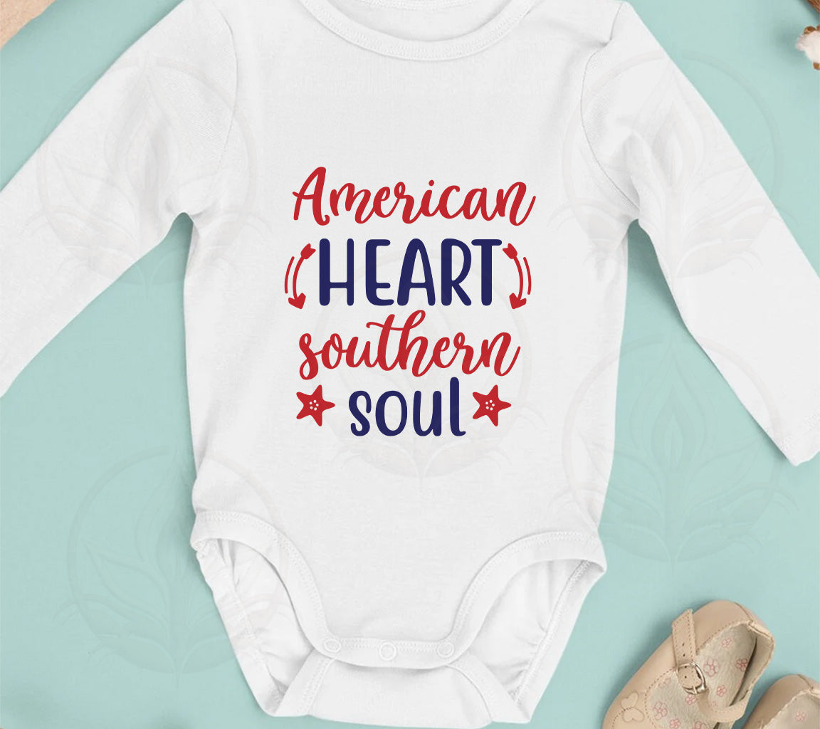 American Heart Southern Soul Patriotic SVG | You will get American Heart Souther Soul SVG, PNG, JPG, EPS, DXF, PDF and WebP File Formats