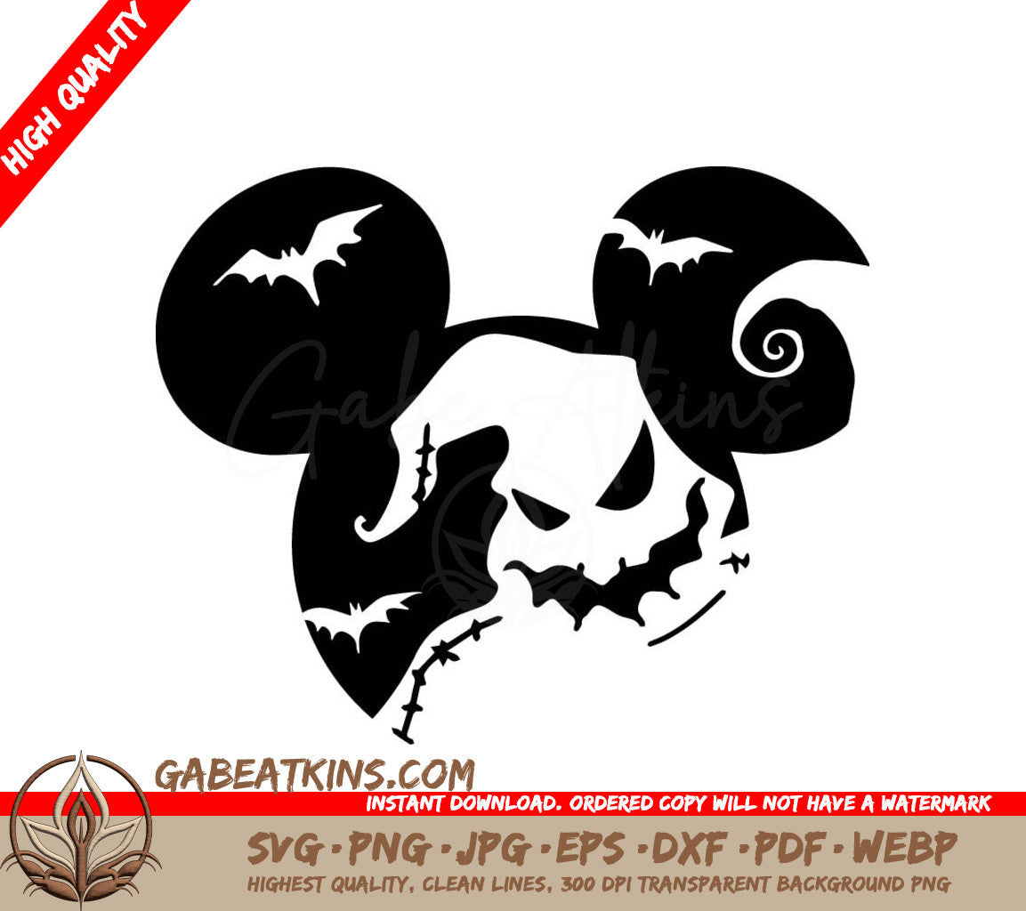  A Mickey Mouse Head With Bats And Stitches SVG - Oogie Boogie SVG SVG