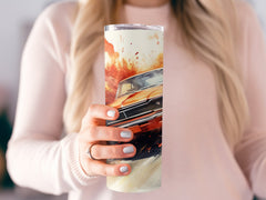 Orange Camaro Watercolor Motion Tumbler Wrap | 20oz Tumbler Wrap Sublimation Design PNG - Gabe Atkins Designs