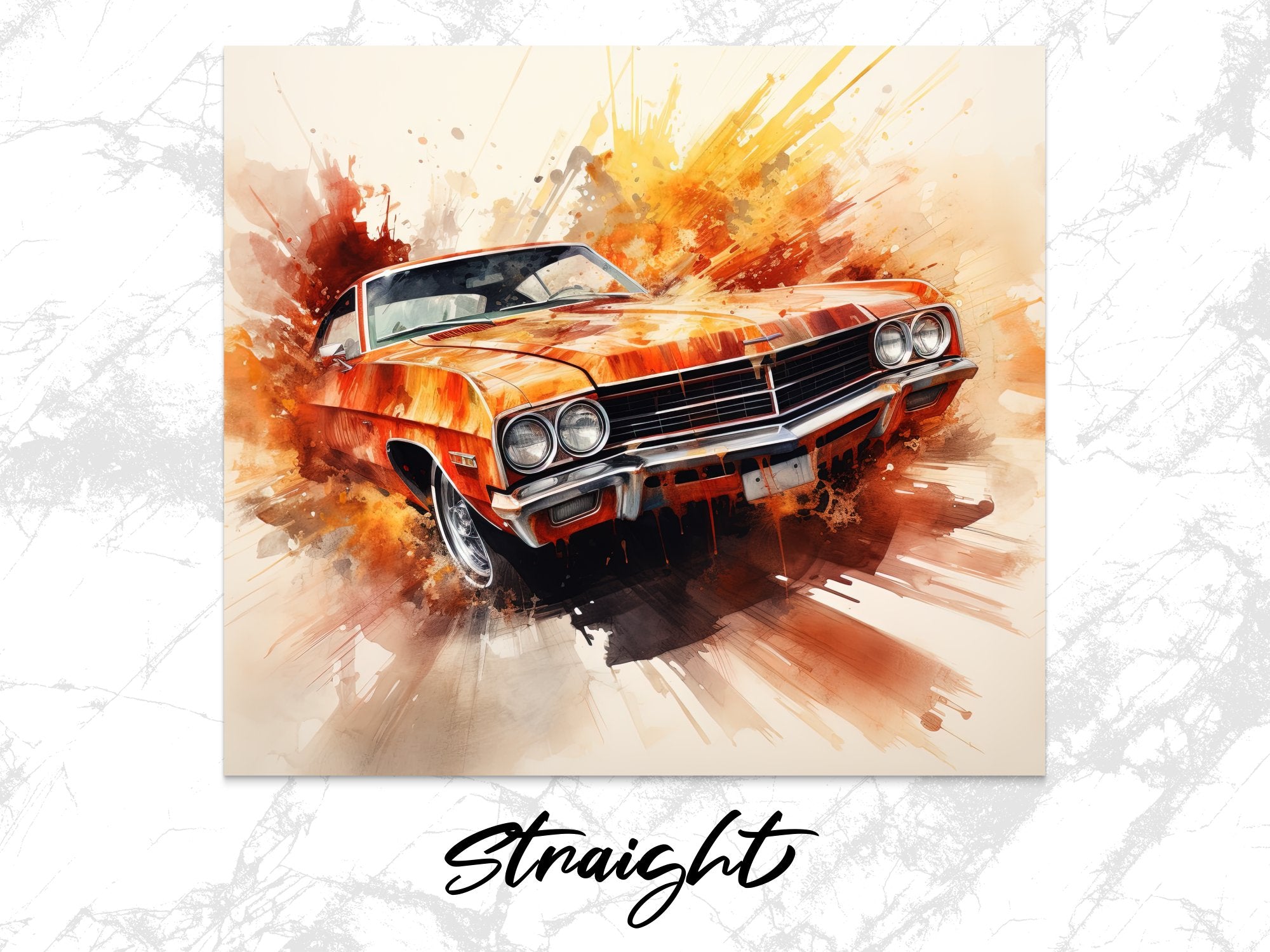 Orange Chevelle SS Watercolor Splash Tumbler Wrap | 20oz Tumbler Wrap Sublimation Design PNG - Gabe Atkins Designs