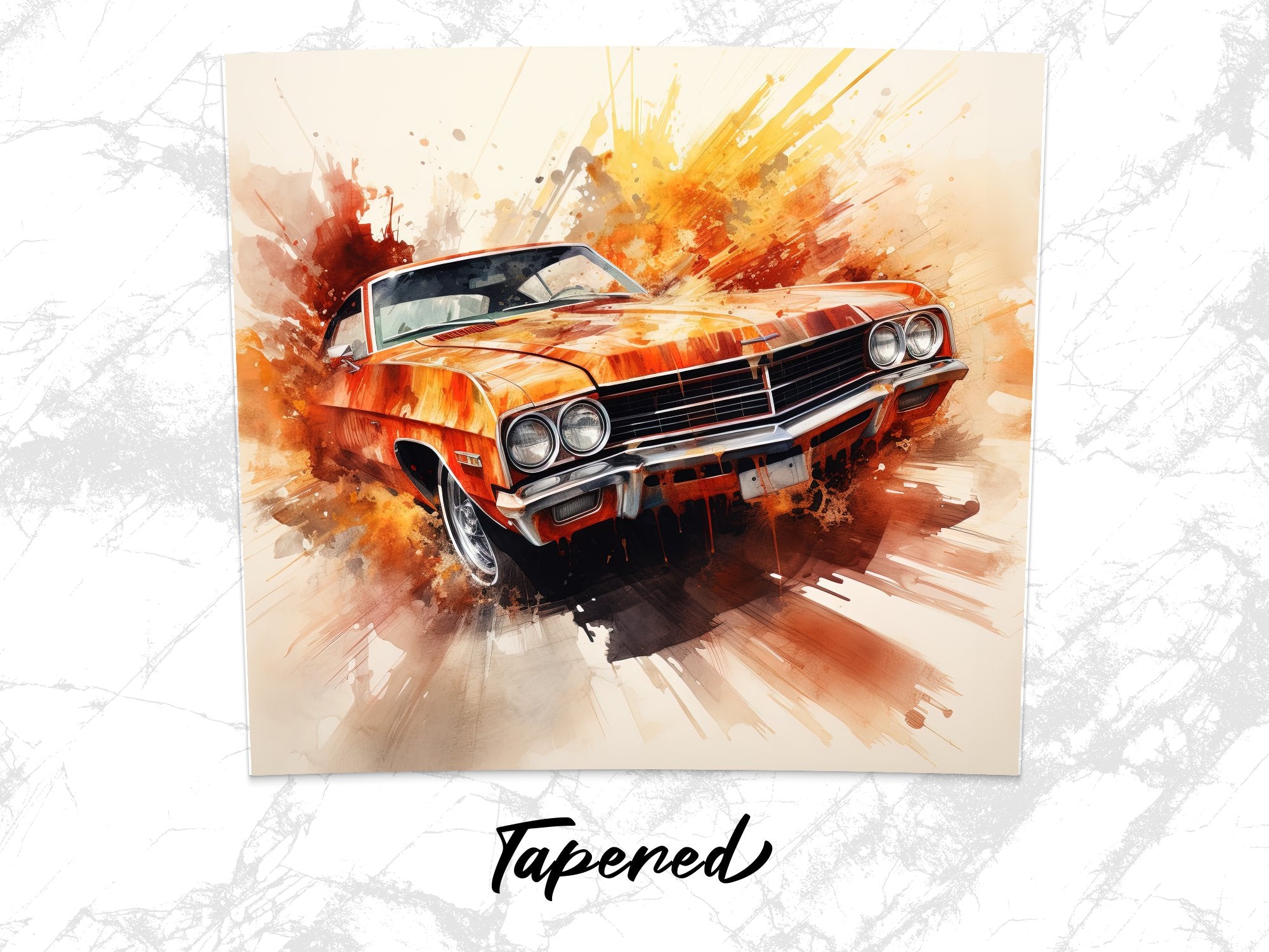 Orange Chevelle SS Watercolor Splash Tumbler Wrap | 20oz Tumbler Wrap Sublimation Design PNG - Gabe Atkins Designs