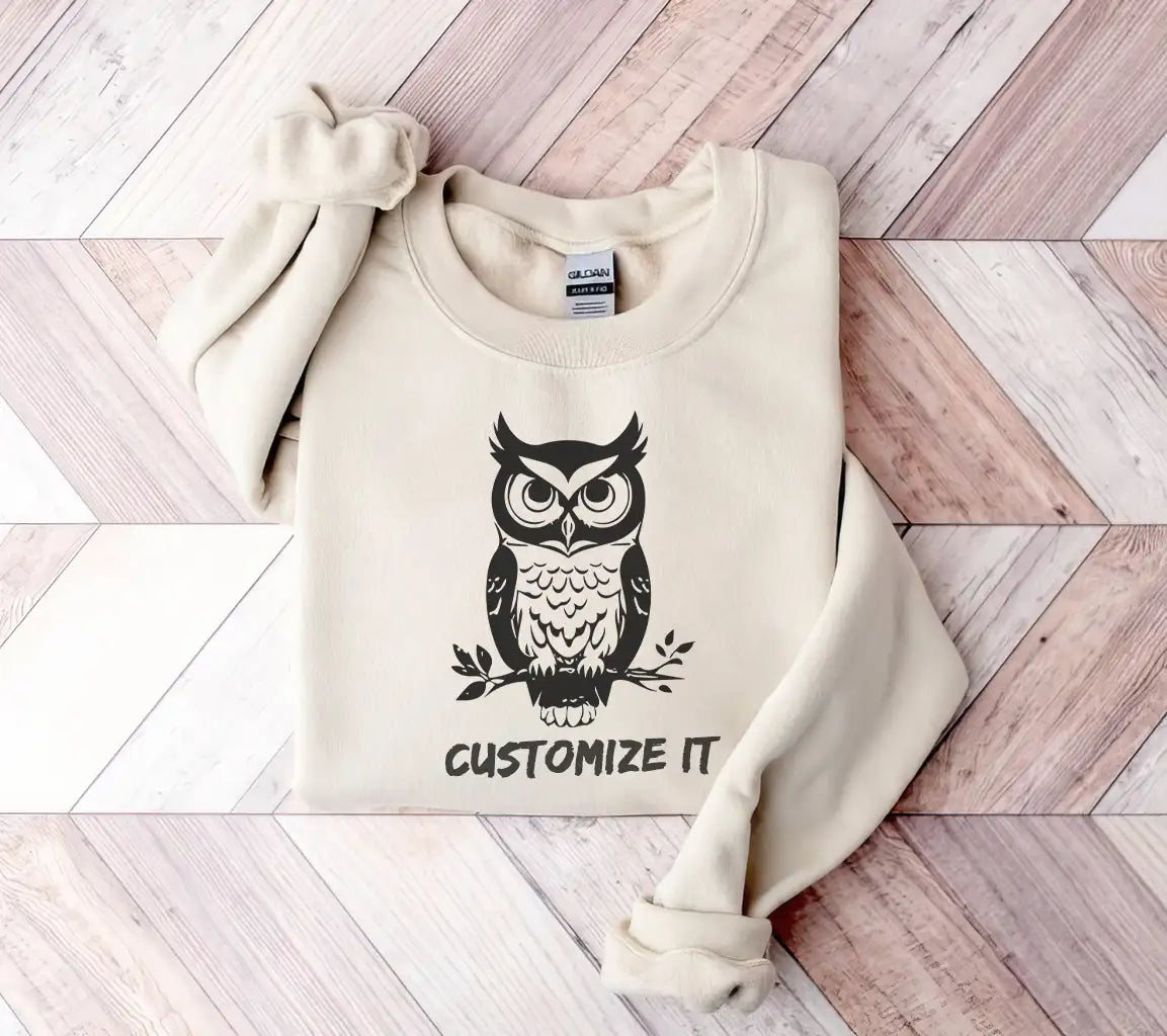  Owl Sitting on Branch SVG Illustration SVG