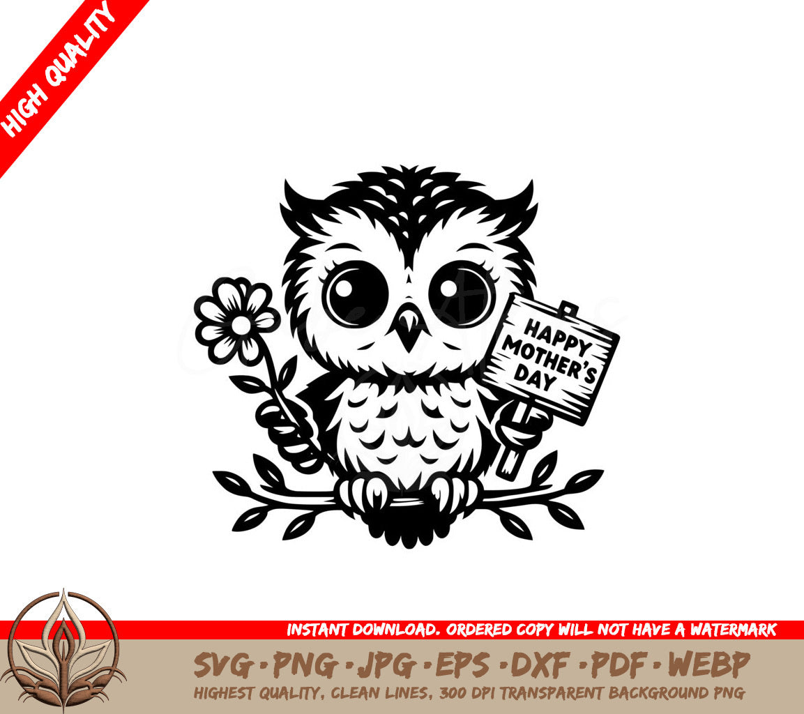 Owl Mother's Day Greetings SVG