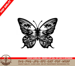 Palm Paradise Butterfly SVG Digital Product