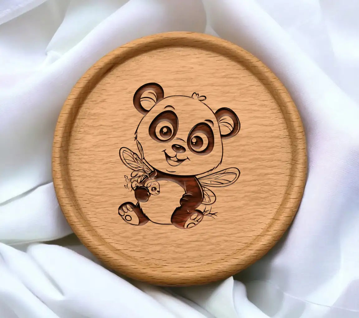  Panda with Wings & Bee - SVG Illustration & Coloring Page SVG